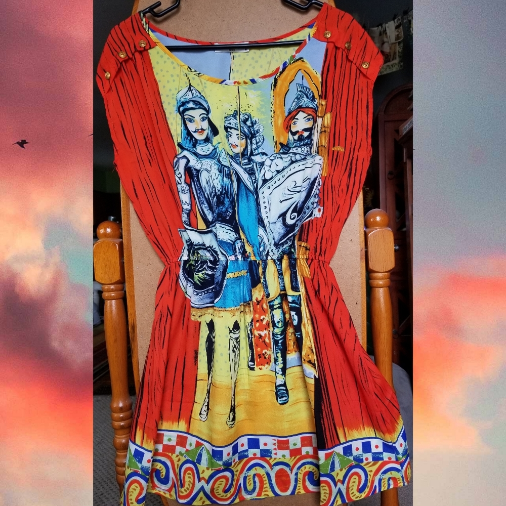 Colorful print summer mini dress